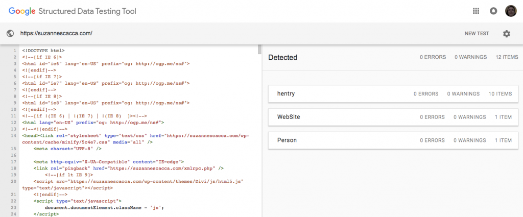 Google Structured Data Testing Tool