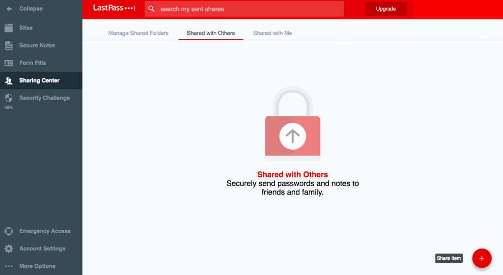 LastPass Sharing Center