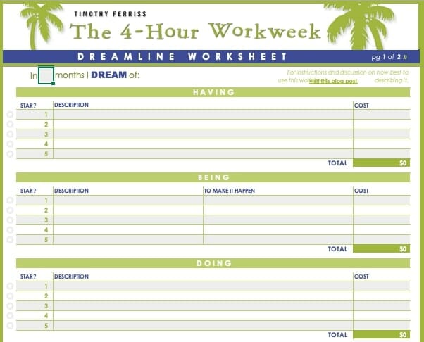 4-Hour Workweek Worksheet