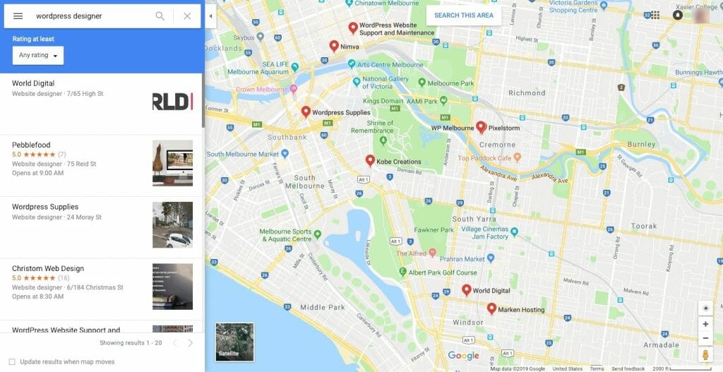 Google Maps - Find New WordPress Clients