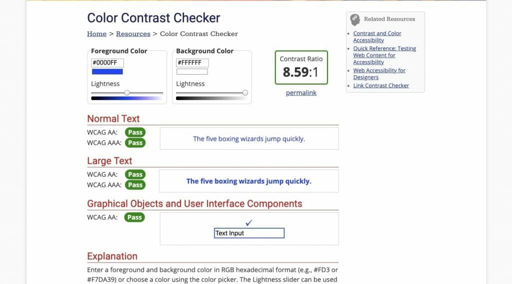 WebAim Color Contrast Checker