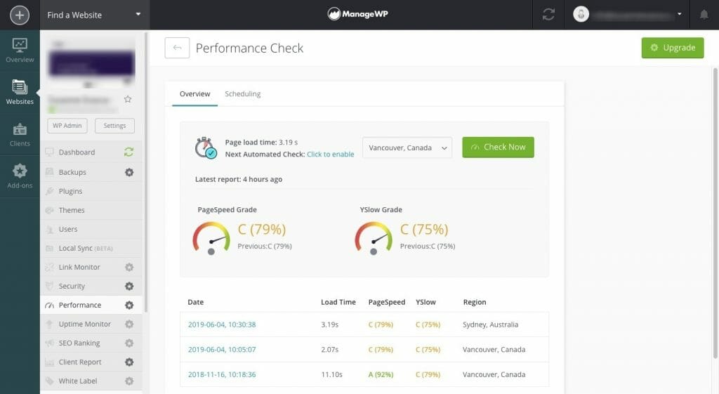 ManageWP Monitoring