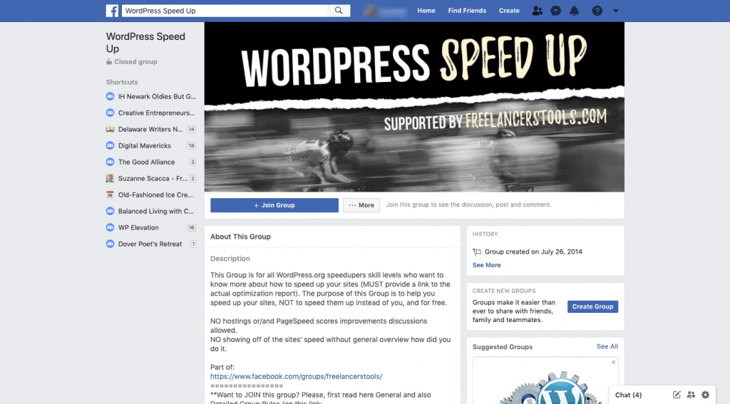 WordPress Community Example - WordPress Speed Up group