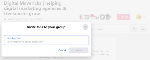 Facebook invite people from your page to your group