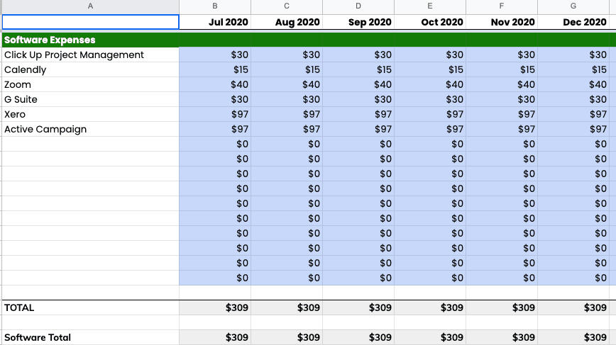 financial spreadsheet template